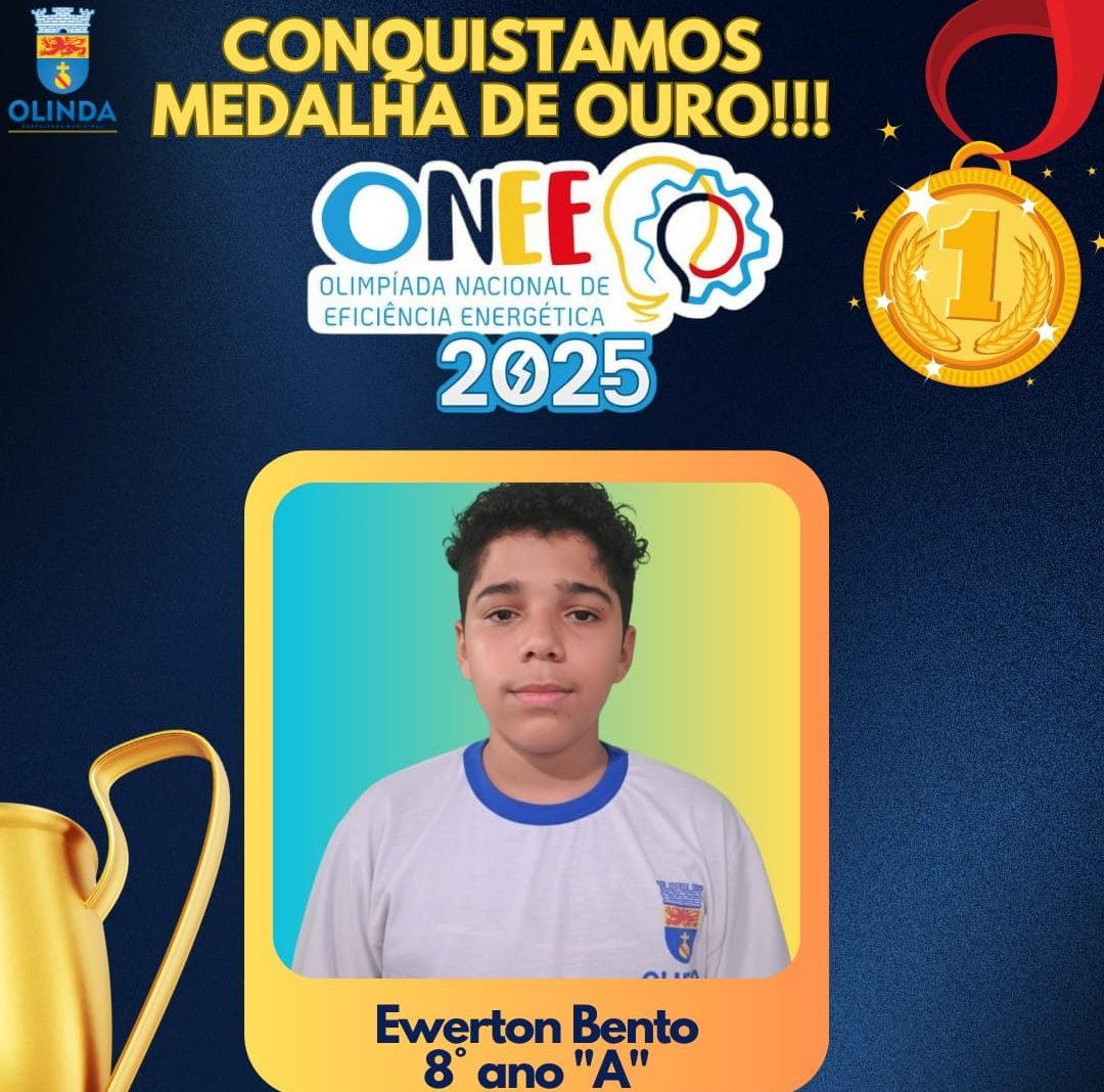 Em Olinda, estudante da rede municipal ganha medalha de ouro na Olimpíada Nacional de Eficiência Energética